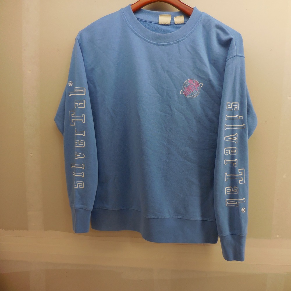 VTG Levis SilverTab Baggy Fit Sweatshirt Light Blue Graphic Sleeve Mens Small